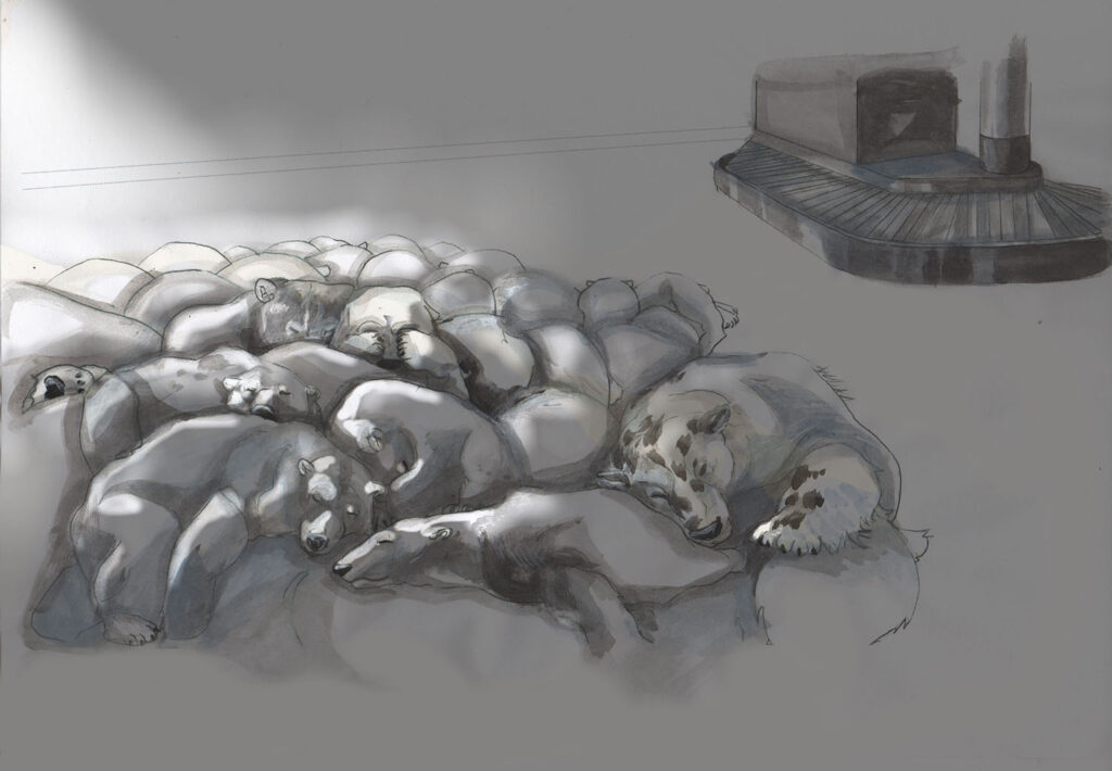 pile of polar bears - book illustration